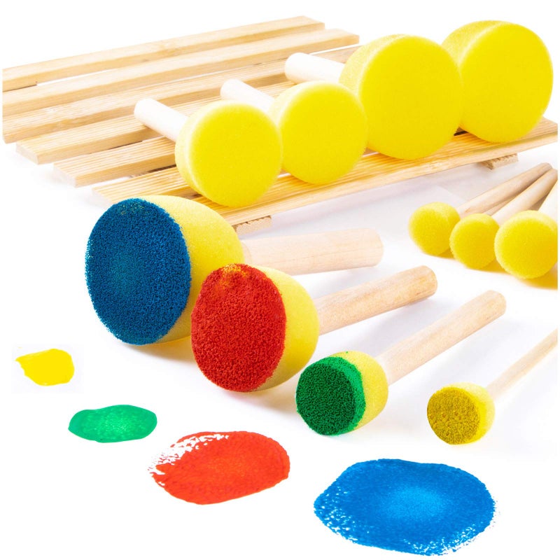 TORINALITAL 24-Pieces Paint sponges for Kids - Assorted Size Round Sponge Brushes for Painting - Foam Brushes for Painting - Paint Tools for Kids - Image 3